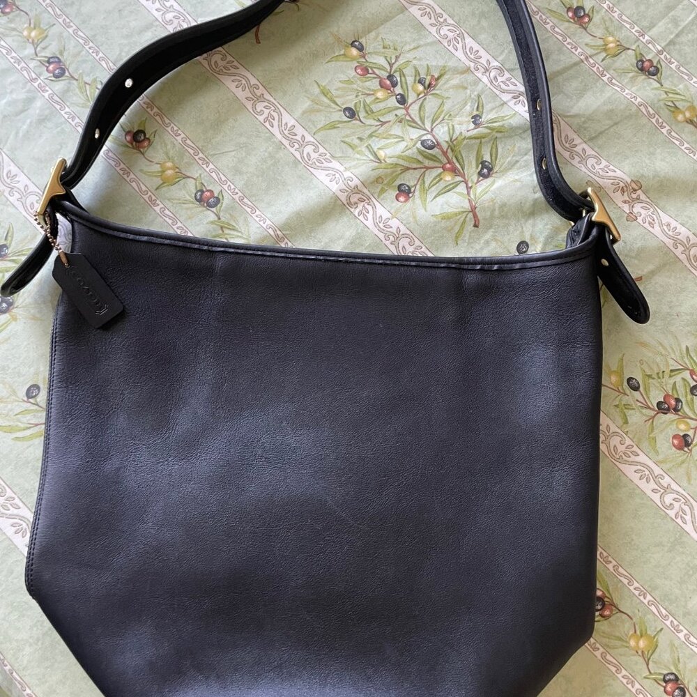 COACH black leather bucket shoulder bag